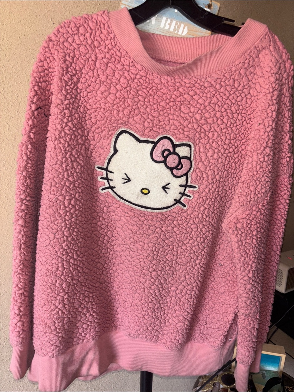 Hello Kitty Pink Sherpa Crewneck Sweater